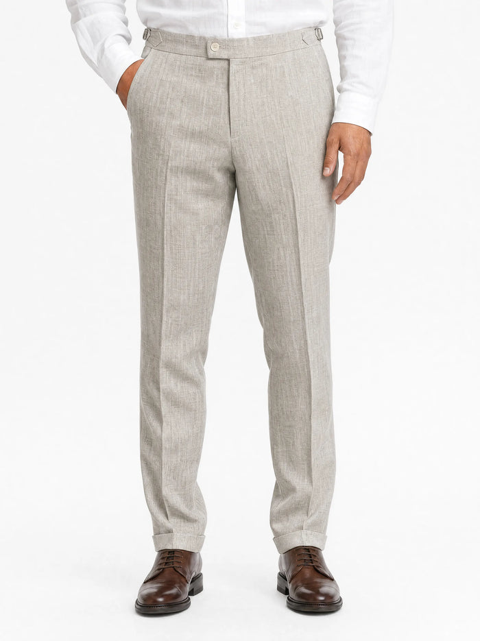 Pleated Linen Trousers, Sand