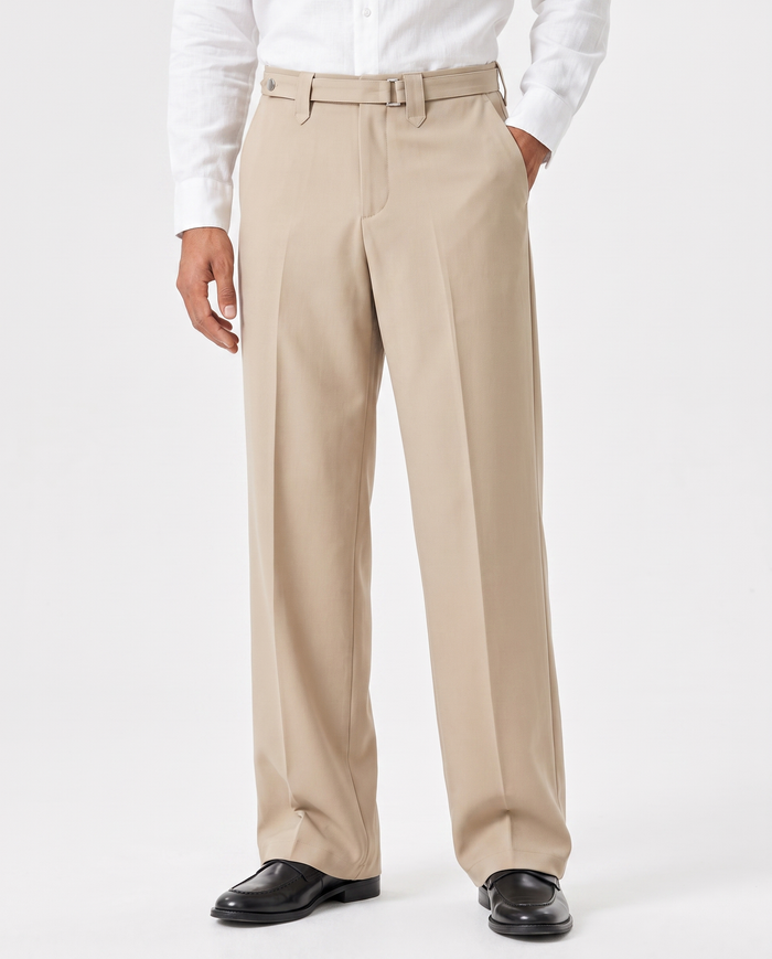 Wide-Leg Trousers, Beige