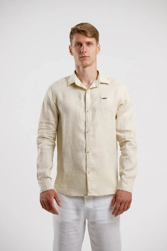Pure Linen Long Sleeve Shirt - Beige