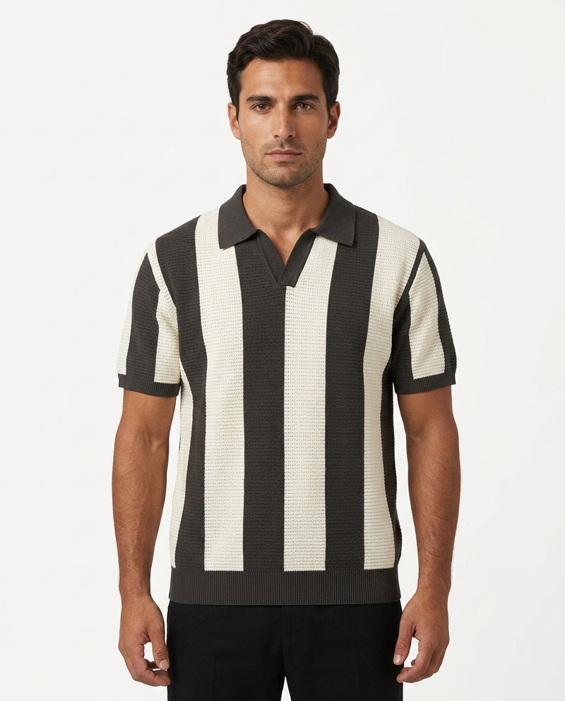 Carbone Striped Knit Polo