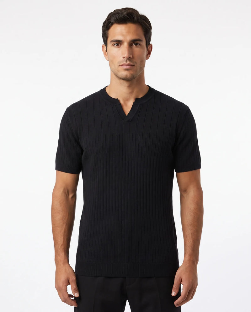 Ribbed Knit Tee - Black