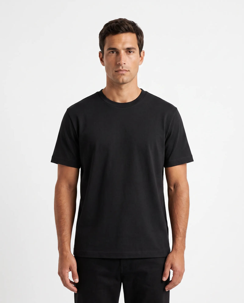 Supima-Baumwoll-T-Shirt, Schwarz