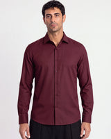 Fermo Non-Iron Stretch Long Sleeve Shirt - Maroon view 1