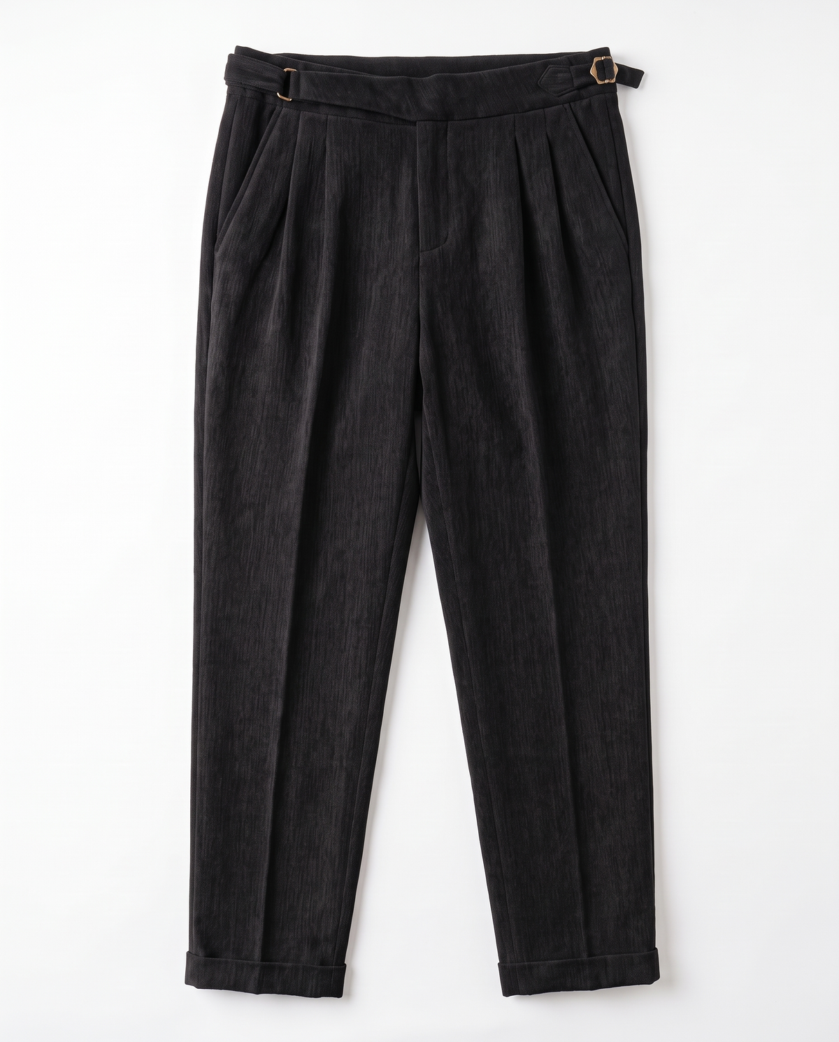 Venezia Pleated Velvet Gurkha Pants - Black