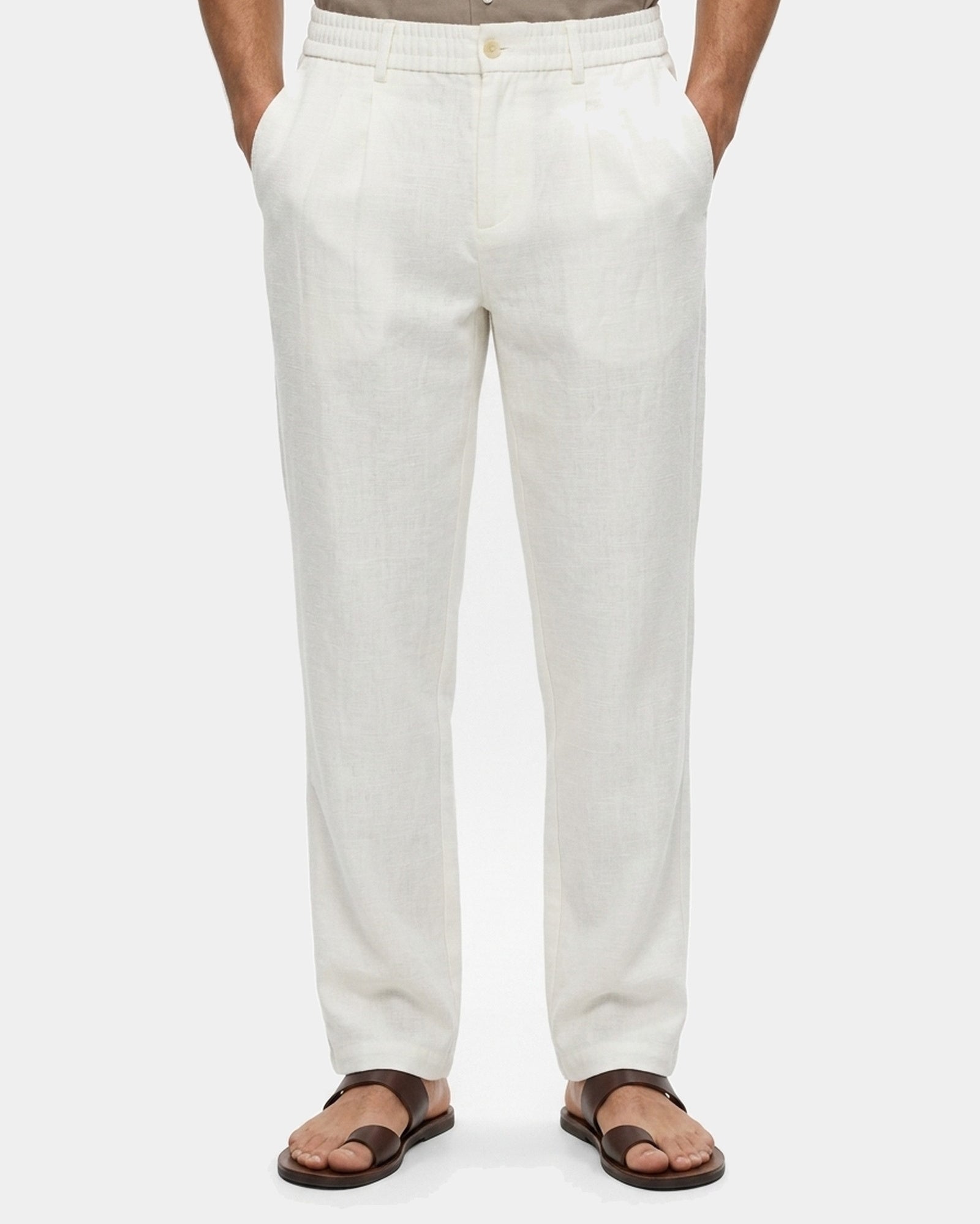 Procida Elastic-Waist Linen Trouser - White