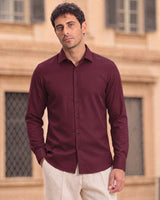 Fermo Non-Iron Stretch Long Sleeve Shirt - Maroon view 2