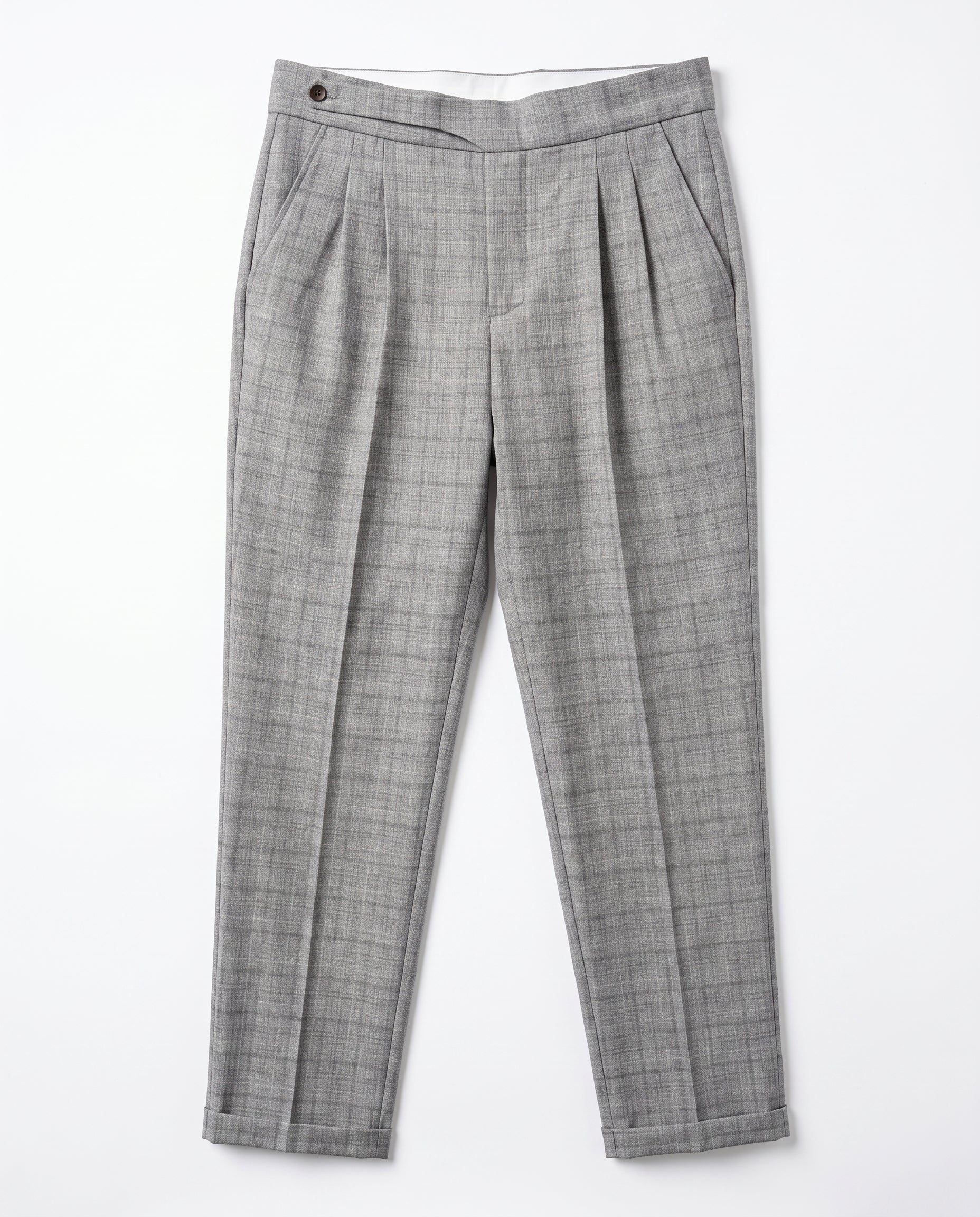 Capri Pleated Side-Tab Trouser - Grey Check