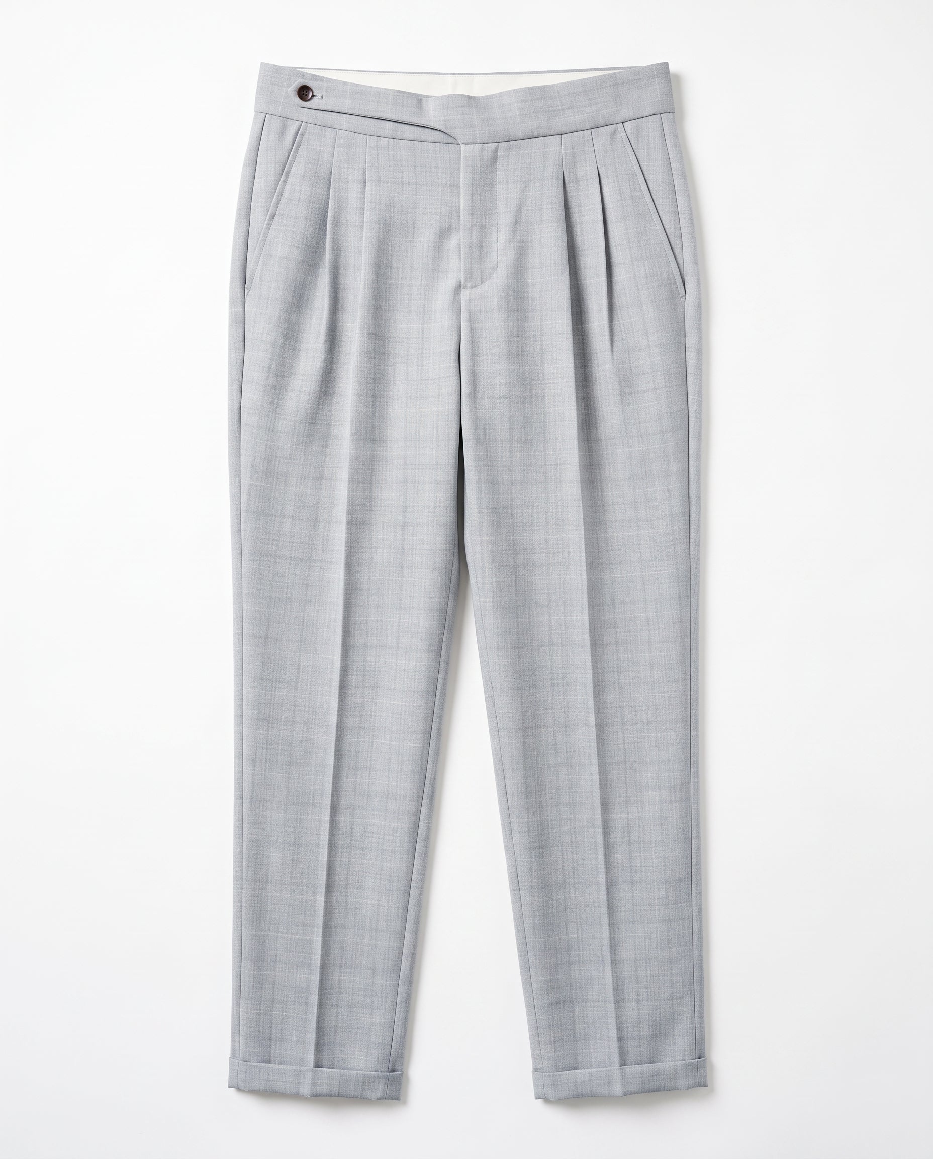 Capri Pleated Side-Tab Trouser - Light Silver Grey