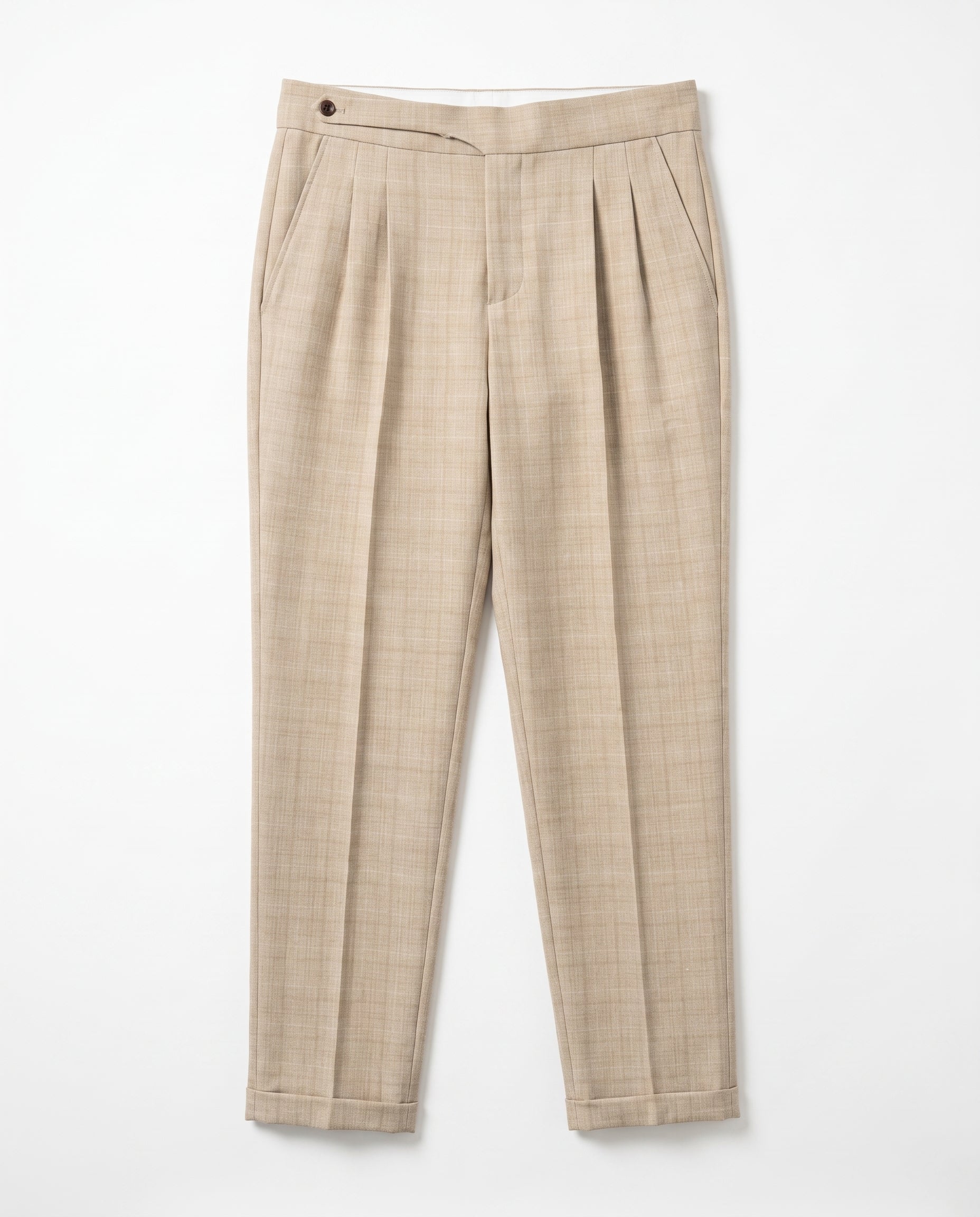 Capri Pleated Side-Tab Trouser - Oatmeal