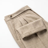 Capri Pleated Side-Tab Trouser - Oatmeal view 4
