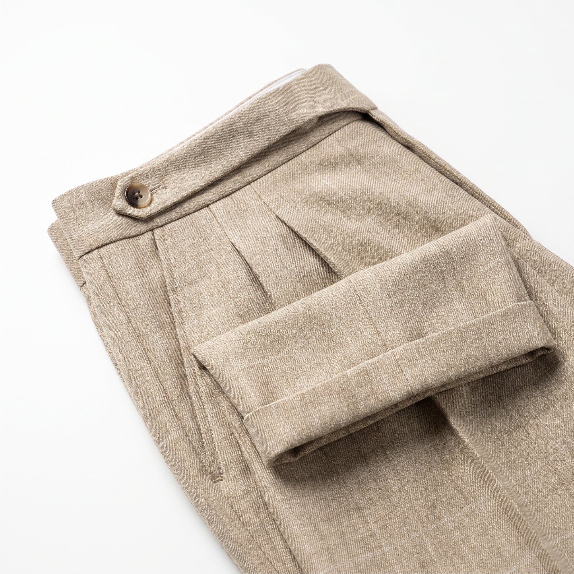 Capri Pleated Side-Tab Trouser - Oatmeal