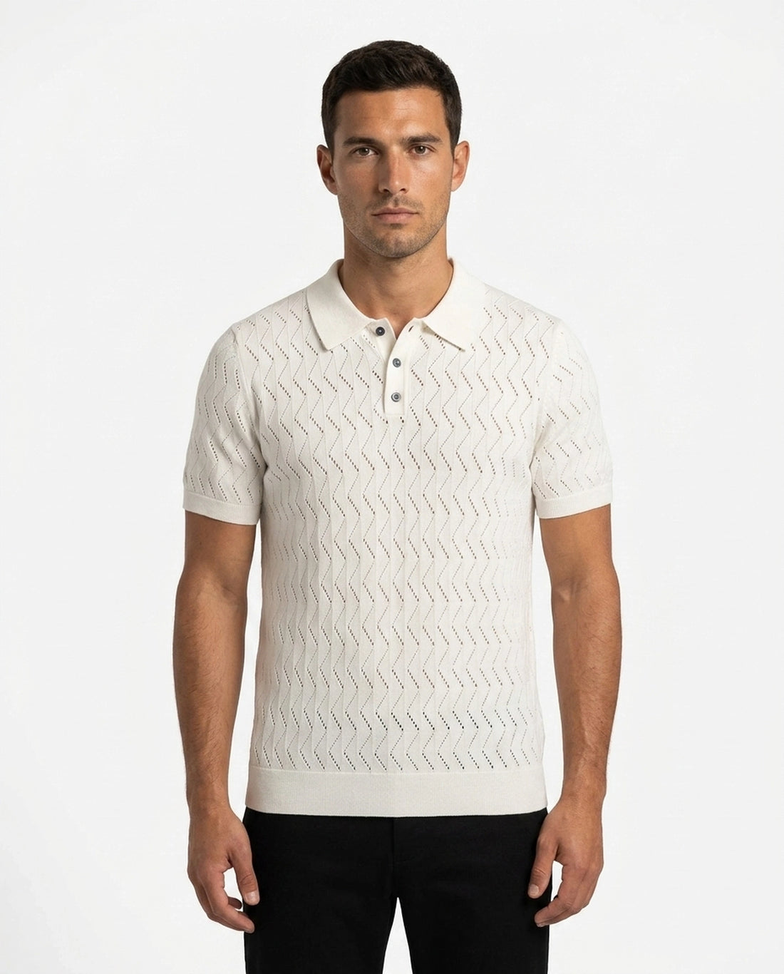 Open Collar Knit Polo