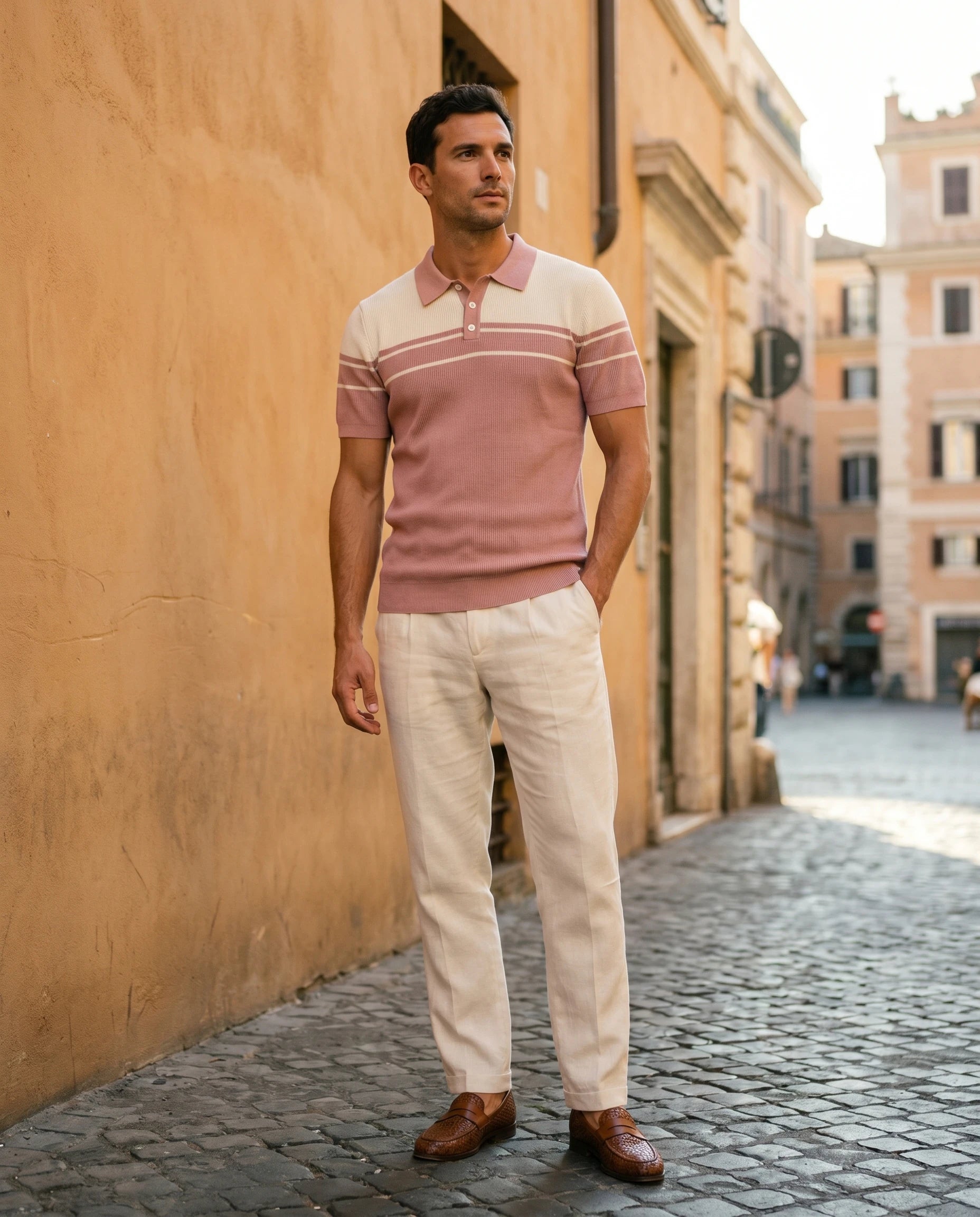 Rose Colorblock Knit Polo