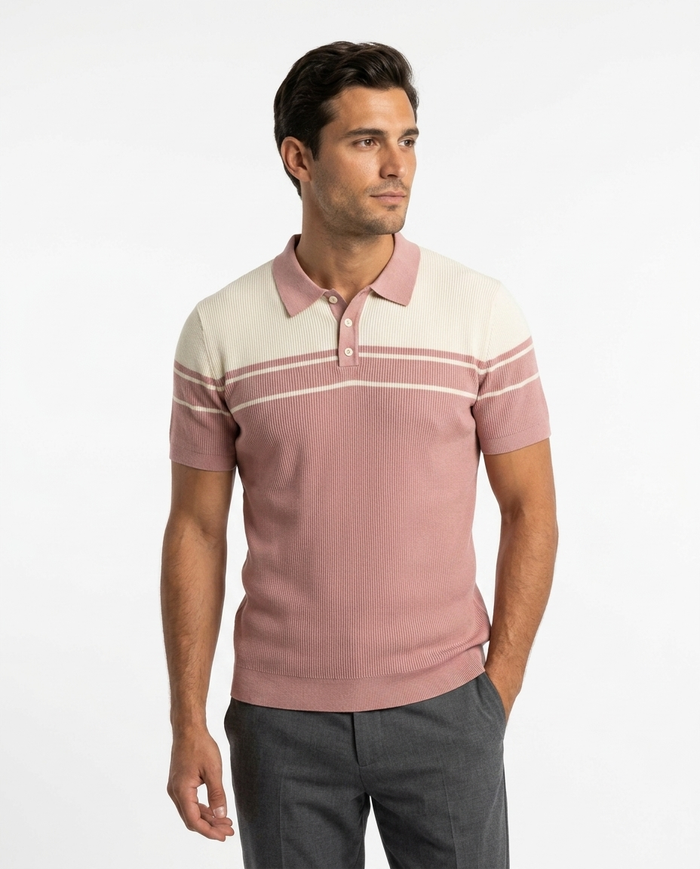 Rose Colorblock Knit Polo