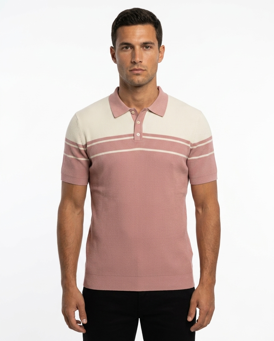 Rose Colorblock Knit Polo