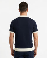 Contrast Collar Knit Polo - Navy view 3
