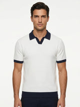Contrast Collar Knit Polo - White view 1