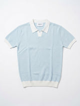 Contrast Collar Knit Polo - Sky view 2