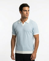 Contrast Collar Knit Polo - Sky view 3