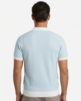 Contrast Collar Knit Polo - Sky view 4
