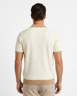Contrast Collar Knit Polo - Cream view 4