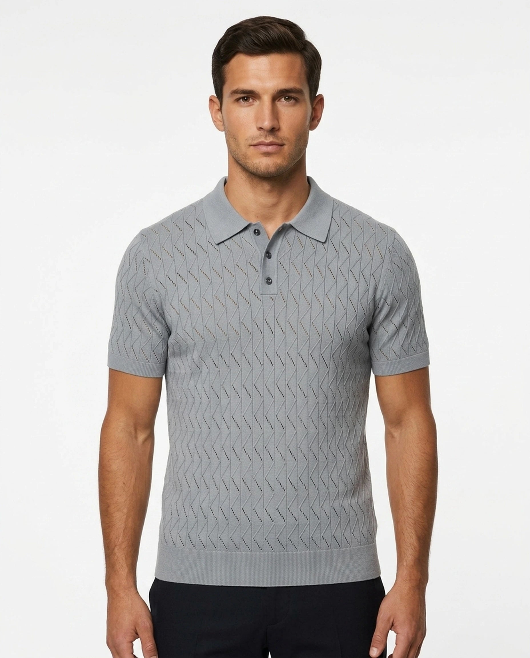 Open Collar Knit Polo