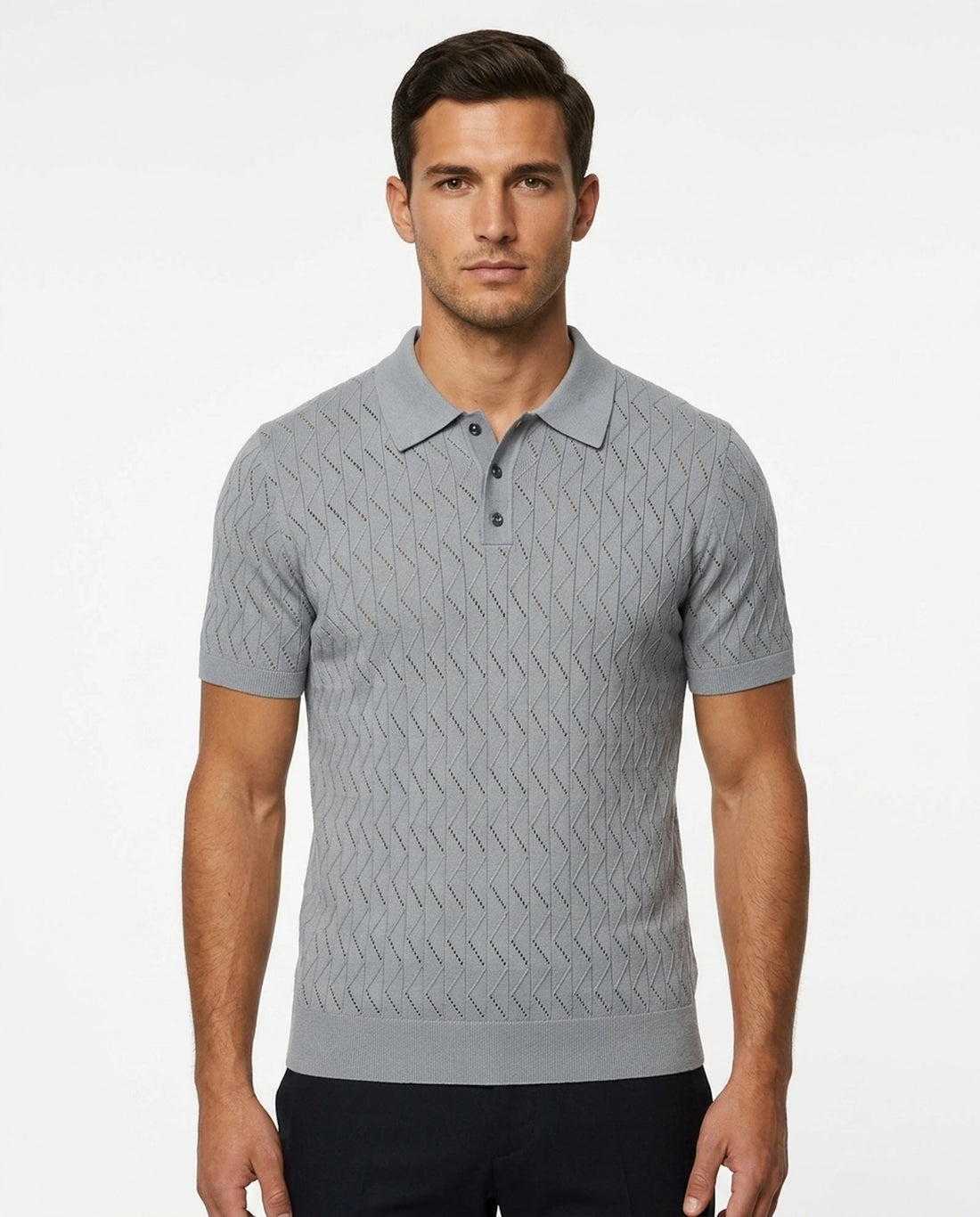 Open Collar Knit Polo