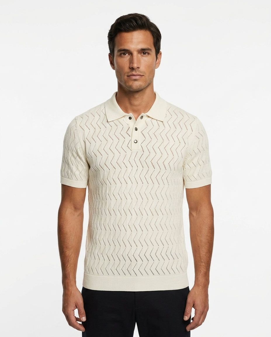Open Collar Knit Polo