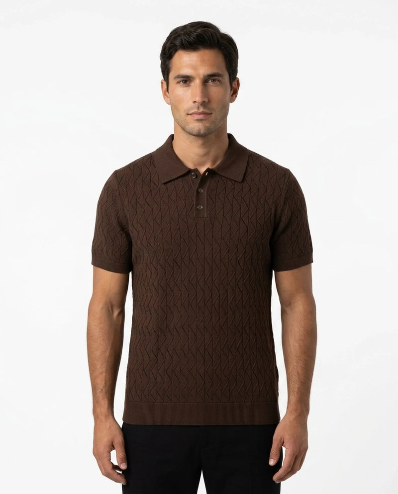 Open Collar Knit Polo