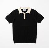 Black Contrast Collar Knit Polo view 1