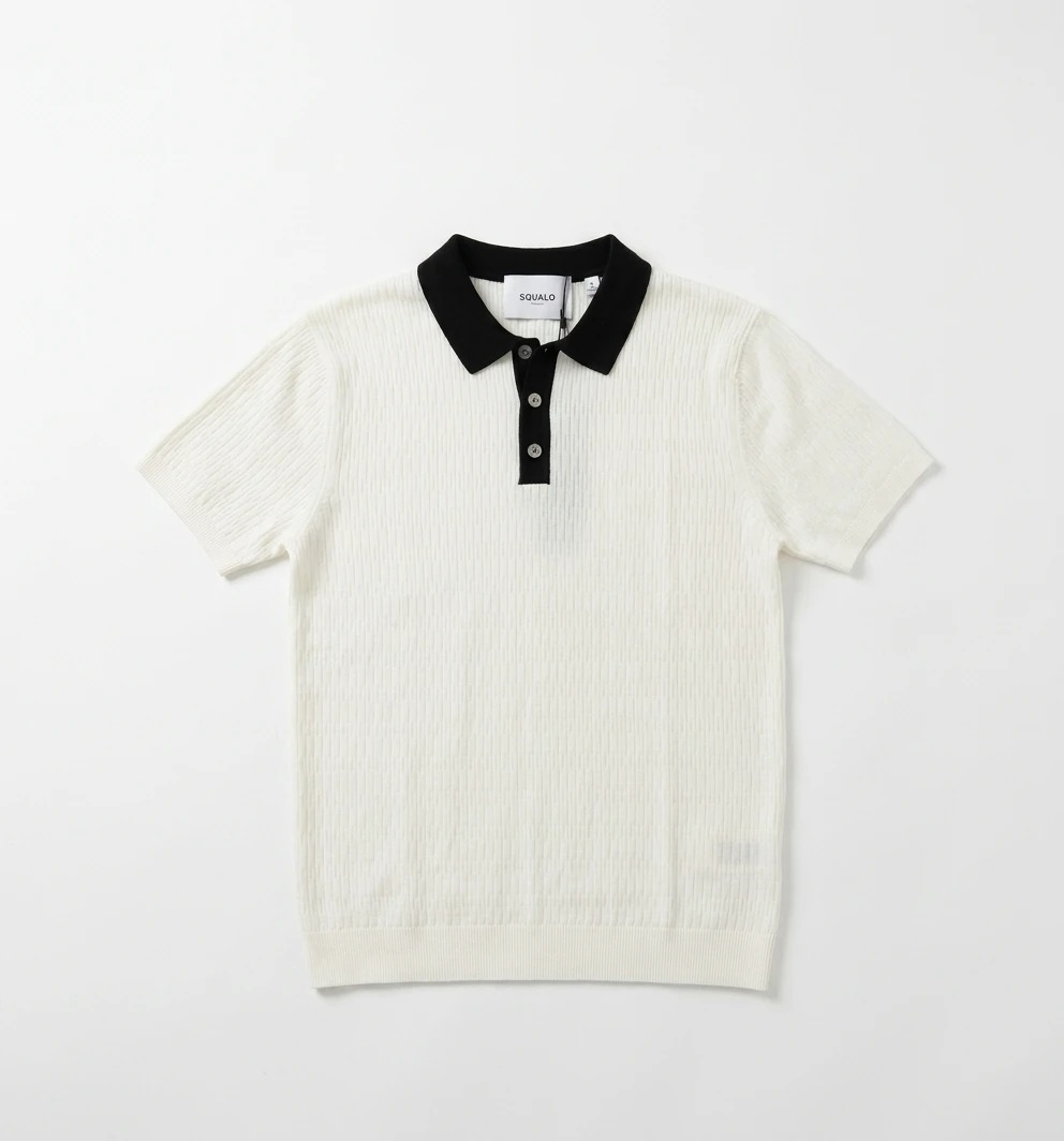 Ivory Contrast Collar Knit Polo