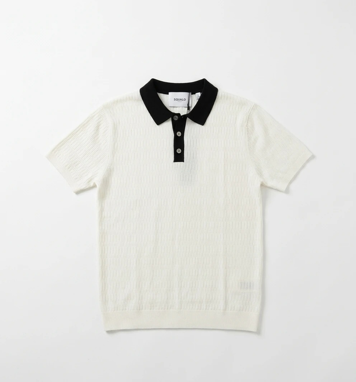 Ivory Contrast Collar Knit Polo