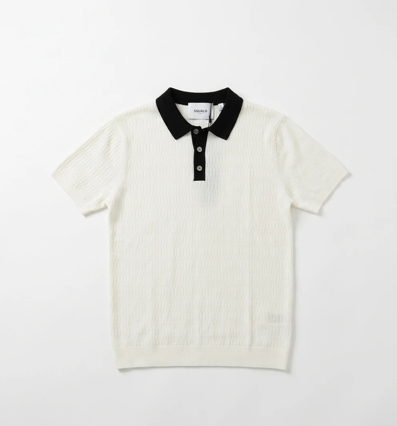 Ivory Contrast Collar Knit Polo