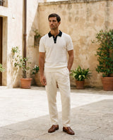 Ivory Contrast Collar Knit Polo view 5