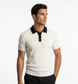 Ivory Contrast Collar Knit Polo view 3
