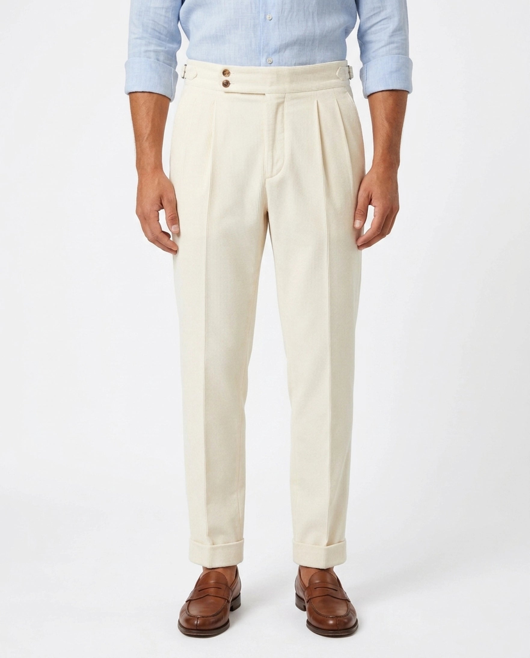 Corduroy Pleated Cuffed Trouser