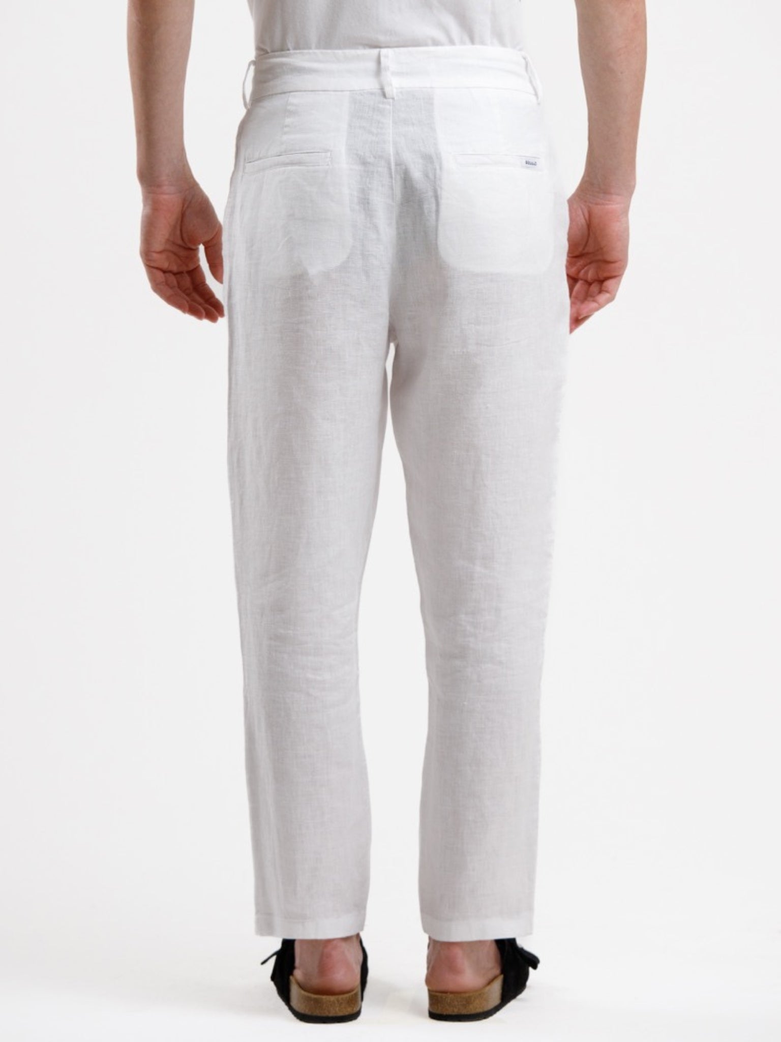 100% Linen Regular Fit Trousers - White