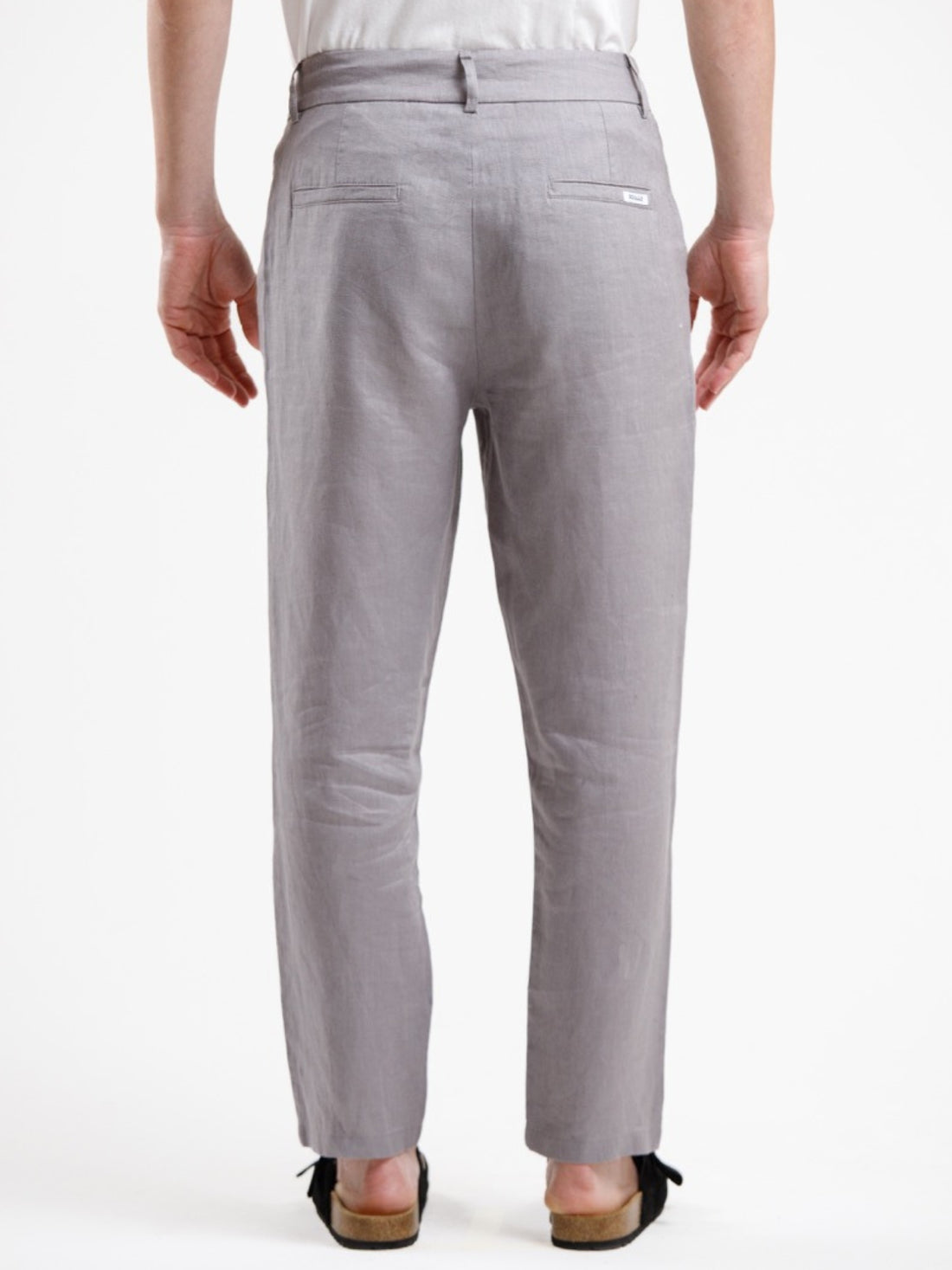 100% Linen Regular Fit Trousers - Grey