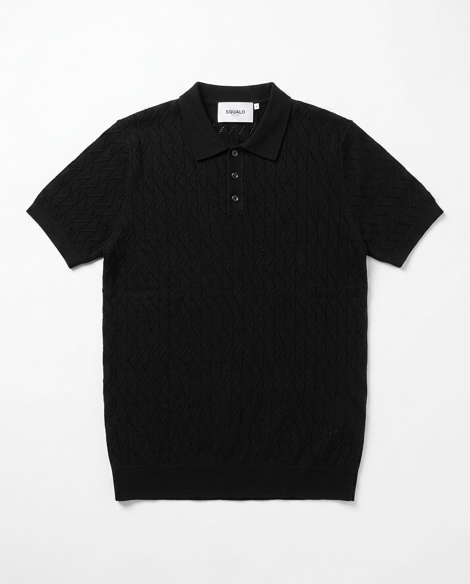 Open Collar Knit Polo