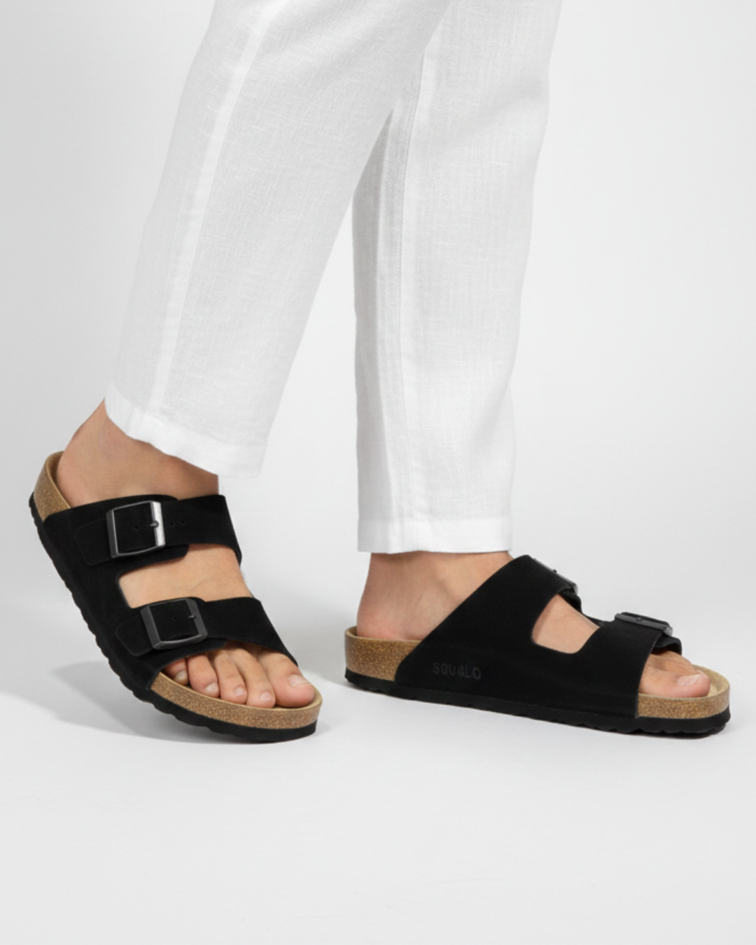AMALFI SQUALO DOUBLE STRAP SUEDE LEATHER SANDAL 2.0 - BLACK