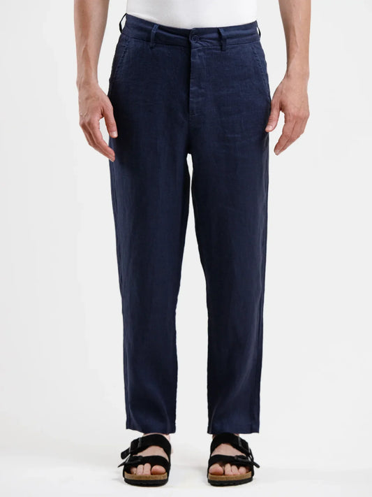 Pure Linen Trouser - Navy
