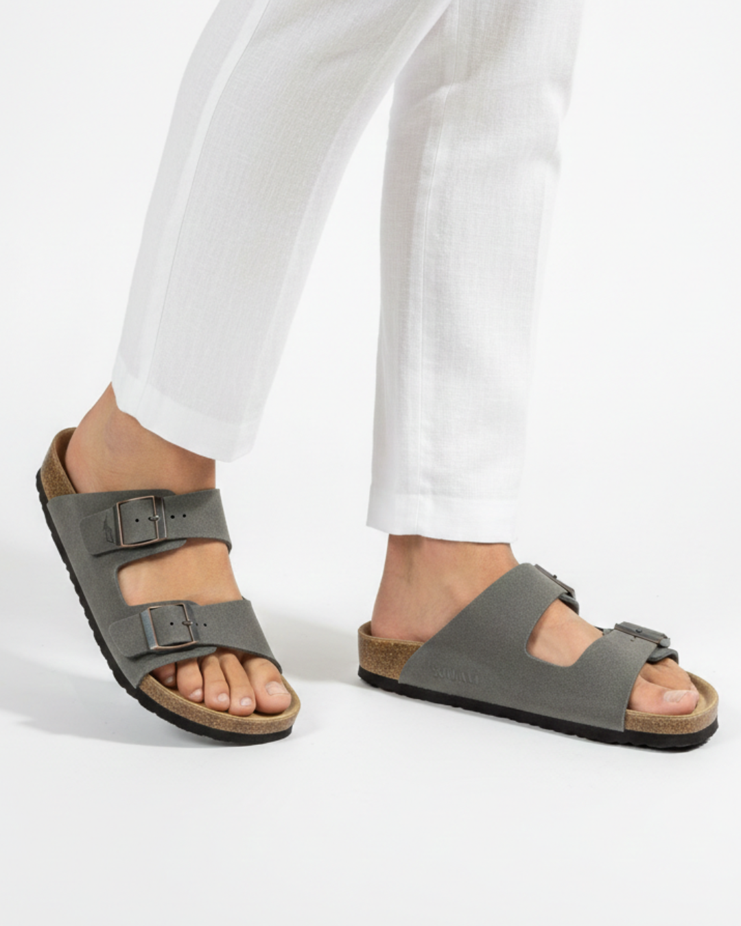 AMALFI SQUALO DOUBLE STRAP SUEDE LEATHER SANDAL 2.0 - GREY
