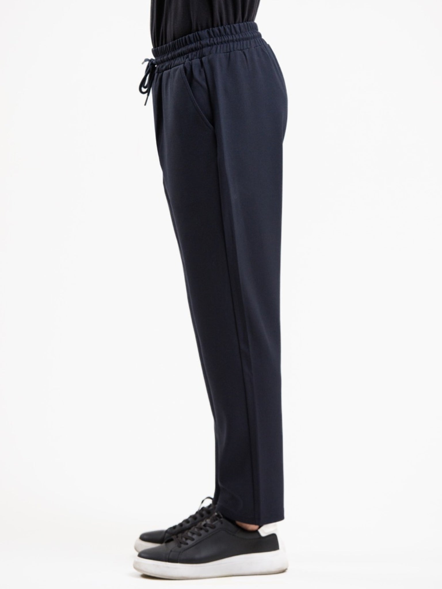 Tapered High Waist Stretch Trouser - Blue