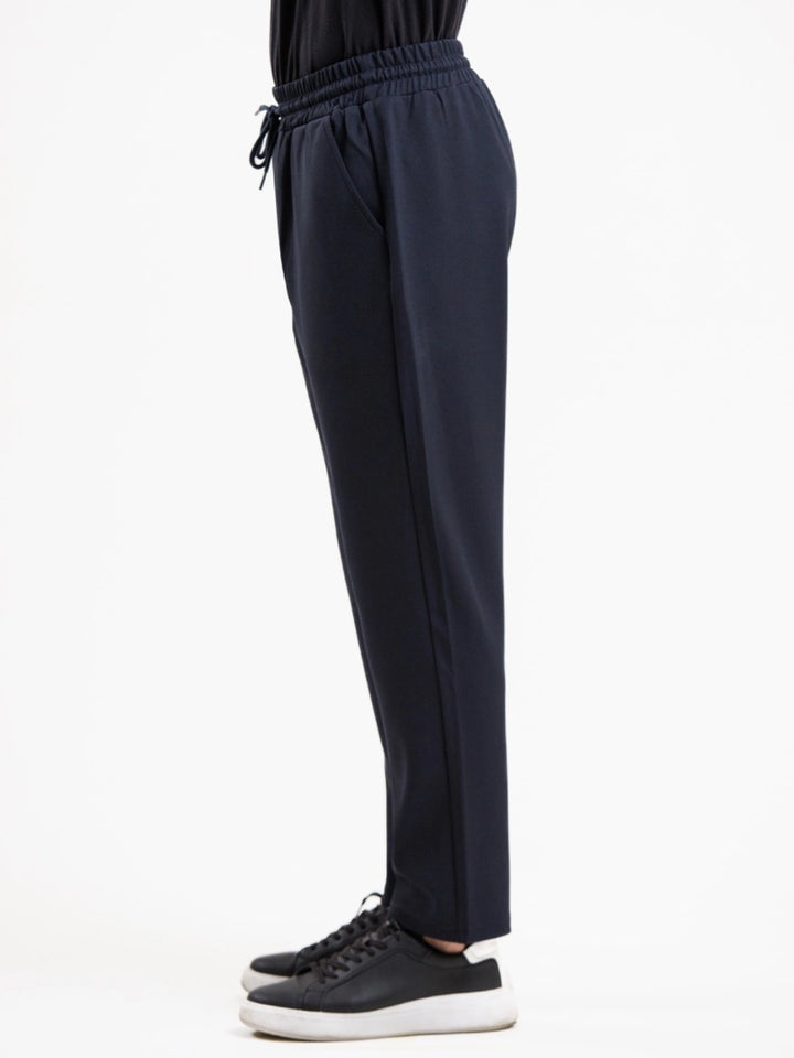 Tapered High Waist Stretch Trouser - Blue