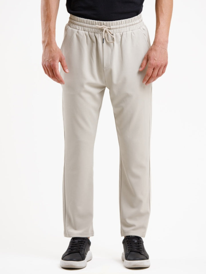 Tapered High Waist Stretch Trouser - Apricot