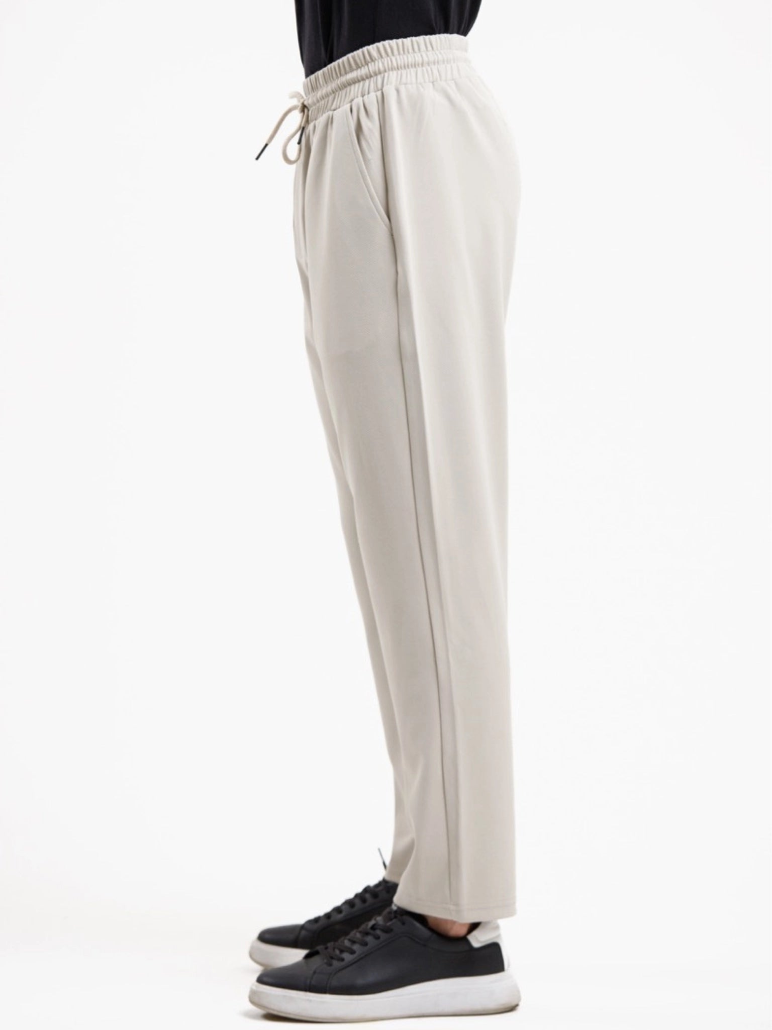Tapered High Waist Stretch Trouser - Apricot