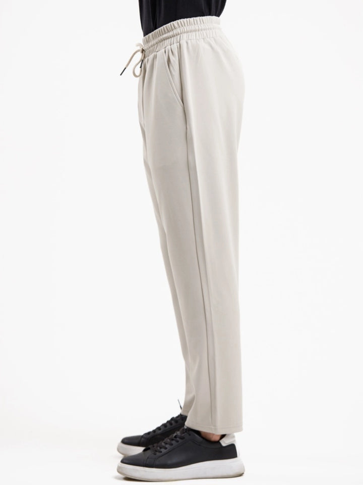 Tapered High Waist Stretch Trouser - Apricot