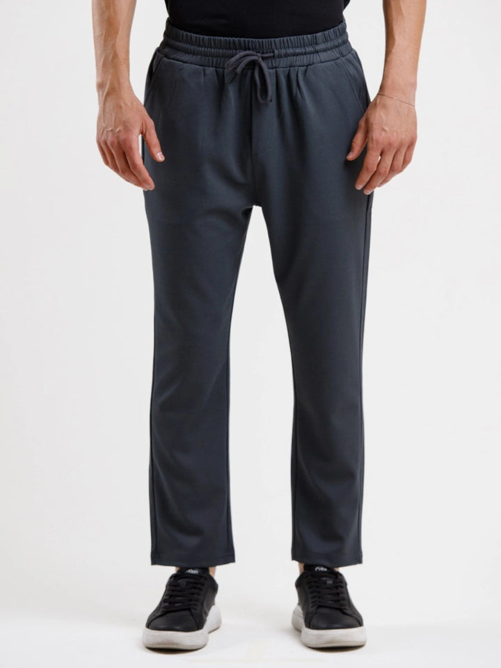 Tapered High Waist Stretch Trouser - Grey