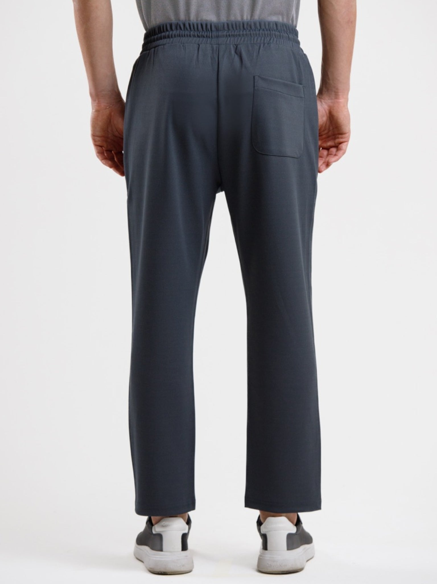 Tapered High Waist Stretch Trouser - Grey