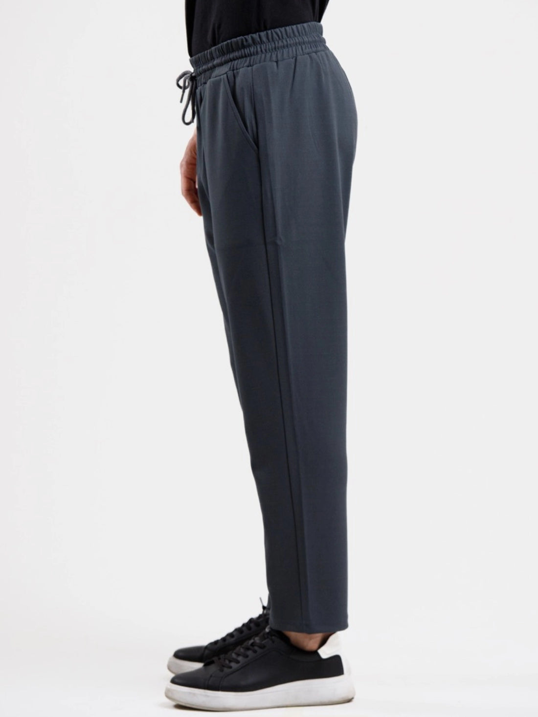 Tapered High Waist Stretch Trouser - Grey